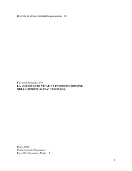 la &laquo;meditatio vitae et passionis domini&raquo; nella spiritualita` cristiana