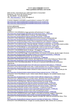USI & CONSUMI ======== News quotidiane dall`Italia e dal