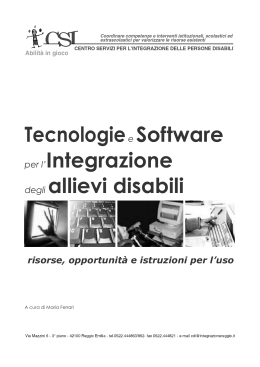 Tecnologie e software per l`integrazione degli allievi disabili