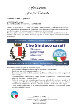 Newsletter n. 16 del 24 aprile 2014 CHE SINDACO SARAI? LA