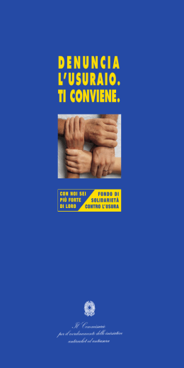La brochure della campagna antiusura
