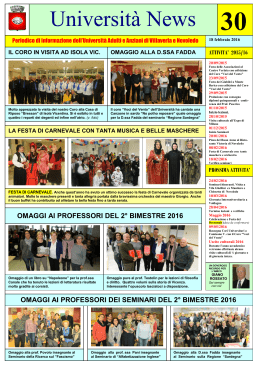 Università News nr. 30 - 18 febbraio 2016
