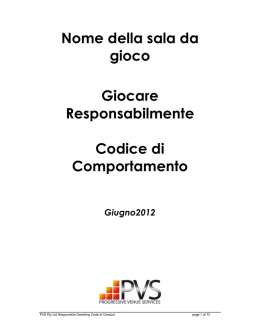 Nome della sala da gioco Giocare Responsabilmente