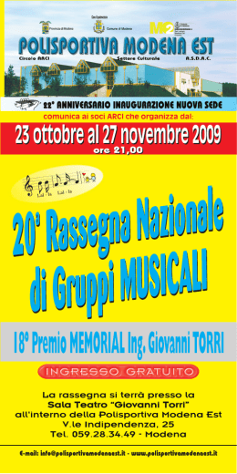 Opuscolo cori 2009.fh11 - Polisportiva Modena Est