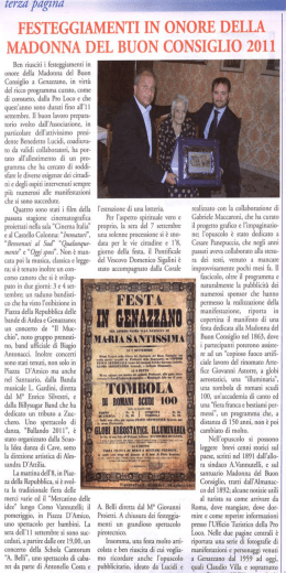 Genazzano. Festeggiamenti in onore della Madonna