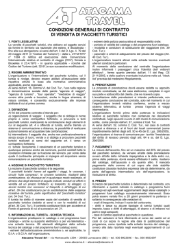 Il contratto di viaggio: Condizioni Generali