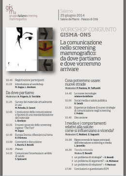 workshop congiunto Gisma-Ons - Osservatorio Nazionale Screening