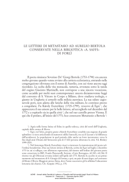Le lettere di Metastasio ad Aurelio Bertola conservate