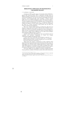 Storia della biblioteca - Biblioteca "G. Peano" del Dipartimento di