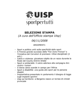 SELEZIONE STAMPA (A cura dell`Ufﬁcio stampa Uisp)