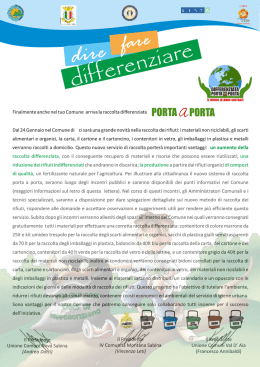 Finalmente anche nel tuo Comune arriva la raccolta differenziata
