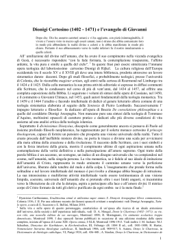 Dionigi Certosino (1402 - 1471) e l`evangelo di