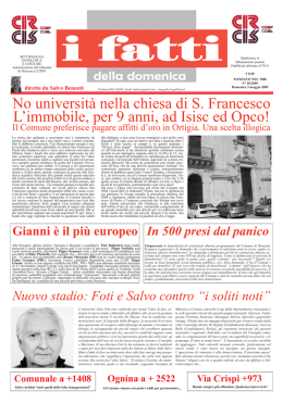 No universit&agrave; nella chiesa di S. Francesco L‟immobile, per 9 anni