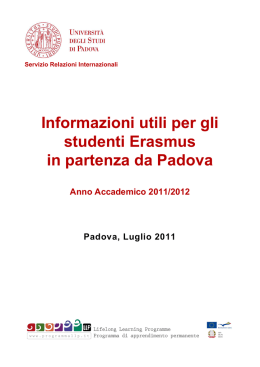 Informazioni utili per gli studenti Erasmus in partenza da Padova