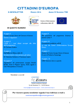 Online la newsletter Cittadini d`Europa di marzo
