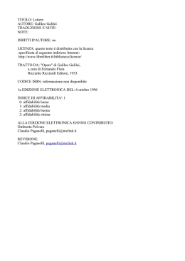 TITOLO: Lettere AUTORE: Galileo Galilei TRADUZIONE E NOTE