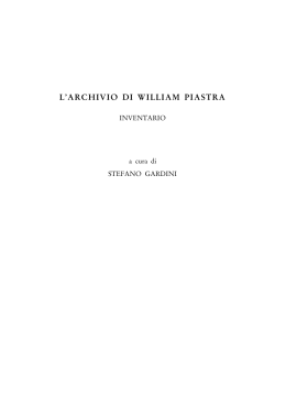 l`archivio di william piastra - Societ&agrave; Ligure di Storia Patria