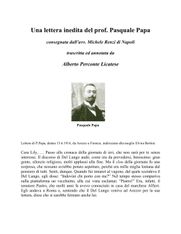Una lettera inedita del prof. Pasquale Papa