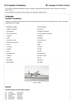 21.8 Vacation Vocabulary Language