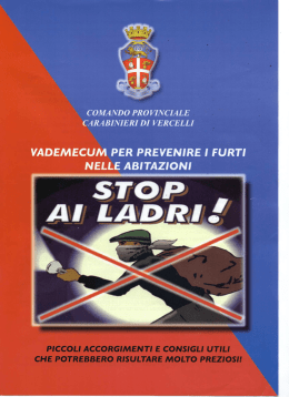 opuscolo Arma Carabinieri con vademecum per contrasto furti in