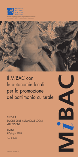 Opuscolo - Ministero dei Beni e le Attivit&agrave; Culturali