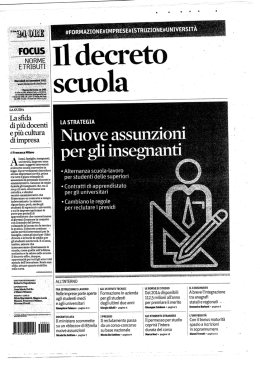 ` di pi&ugrave; docenti e pi&ugrave; cultura