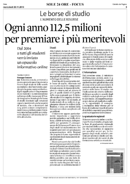 Ogni anno 112,5 milioni per premiare i pi   meritevoli