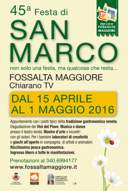 Opuscolo 2016 - Pro Loco Fossalta Maggiore