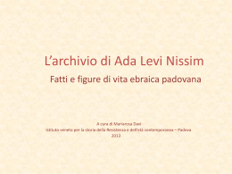 L`archivio di Ada Levi Nissim. Presentazione