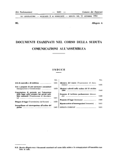 documenti esaminati nel corso della seduta cùmunicazioni all