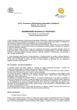UOC Anestesia e Rianimazione Neonatale e