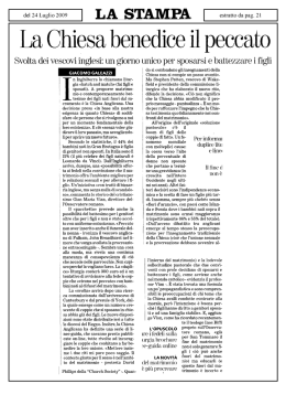 La Chiesa benedice il peccato