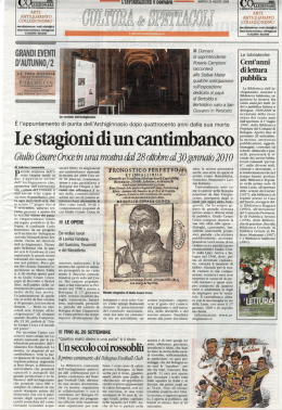 Le stagioni di un cantimbanco - Biblioteca dell`Archiginnasio