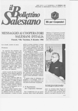 messaggio ai cooperatori salesiani d`italia