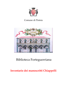 Manoscritti Chiappelli - Biblioteca Comunale Forteguerriana