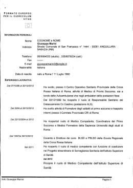 Curriculum Vitae - Istituto Superiore di Sanit&agrave;