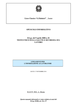 Lecce OPUSCOLO INFORMATIVO D.Lgs. del 9 aprile 2008 n. 81