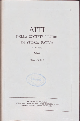 DELLA SOCIET&Agrave; LIGURE DI STORIA PATRIA