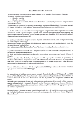 REGOLAMENTO DEL TORNEO Il torneo di tennis &ldquo;Forum dei