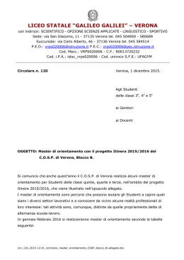 Master di orientamento con il progetto Itinera