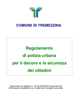 Polizia Urbana - Decoro - Home page Comune di Tremezzina