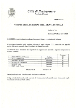 DELIBERAZIONE DI GIUNTA n° 55 del 22 aprile 2015