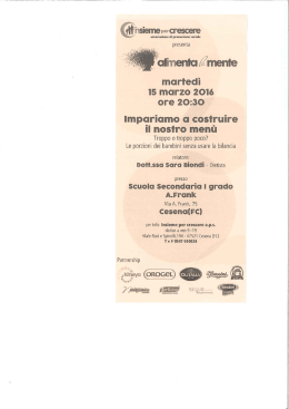 Opuscolo alimenta la mente incontro 15 marzo 2016