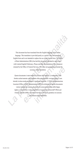 La presente ha finalit&agrave; esclusivamente informative