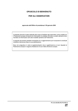 OPUSCOLO DI BENVENUTO PER GLI OSSERVATORI