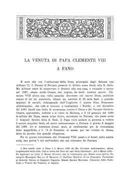 La venuta di Papa Clemente VIII a Fano