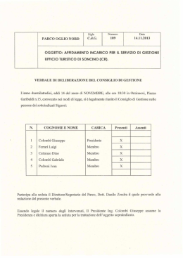 affidamento incarico per il servizio di gestione