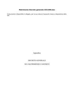 Matrimonio - Decreto generale - CEI 1990