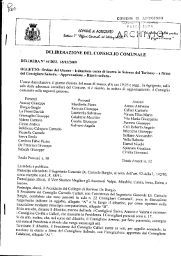 Ordine del giorno - Istituzione corso di laurea in Scienze del Turismo