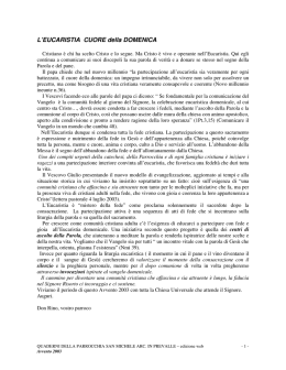 L`EUCARISTIA CUORE della DOMENICA